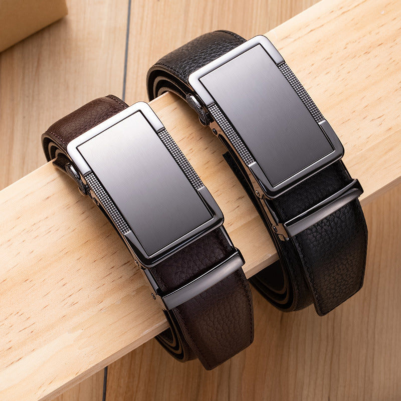 Classic Men's Leather Belt – Auto Buckle Cowhide Belt