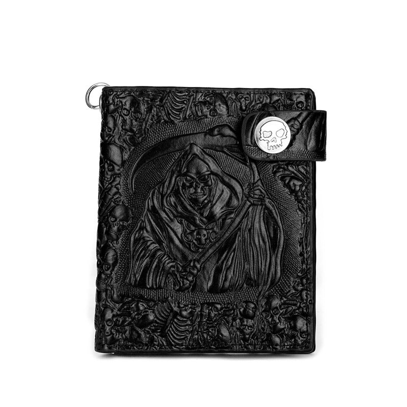 Punk Skull Wallet with Chain & Anti-Theft Design