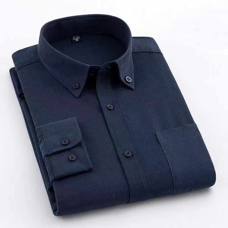 Men’s Dark White Cotton Oxford Long Shirt