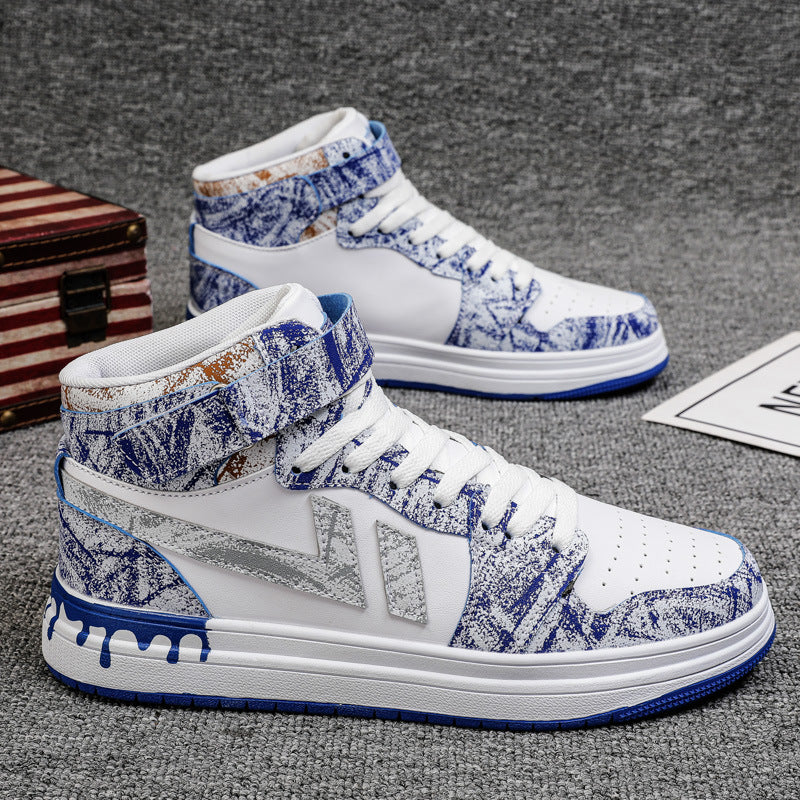 Plus-Size Graffiti High-Top Shoes for Men – Size 45-47