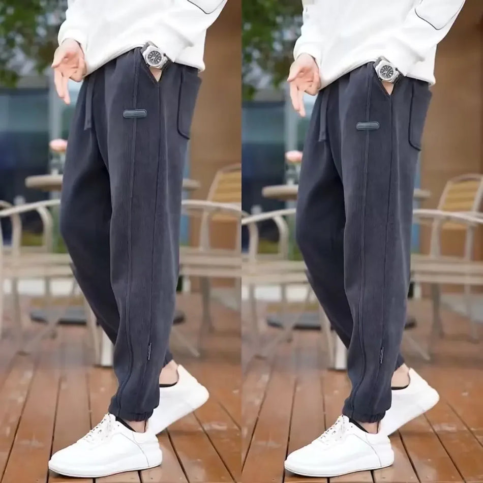 Corduroy Men’s Casual Pants – Loose Fit Straight Leg Trousers