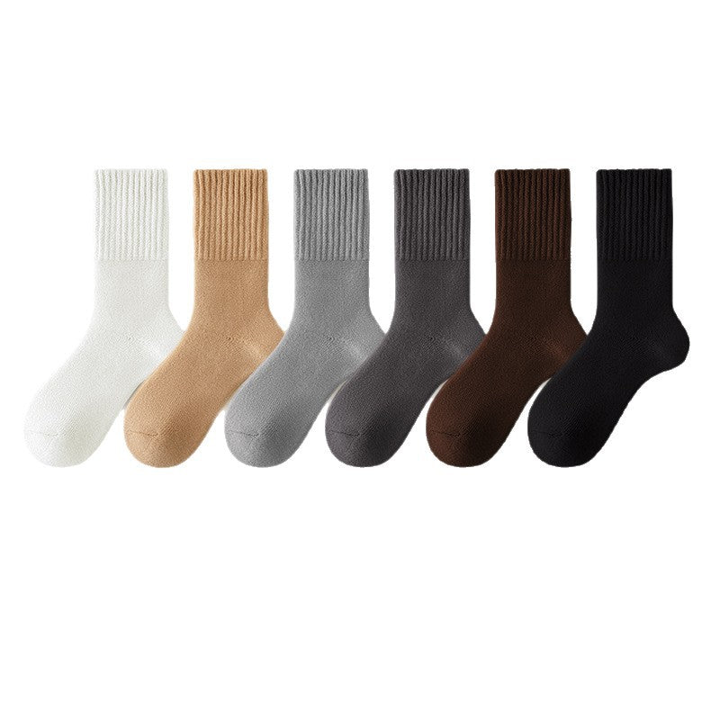 PACK OF 6 - Men’s Thickened Cashmere Mid-Calf Wool Socks Warm Winter