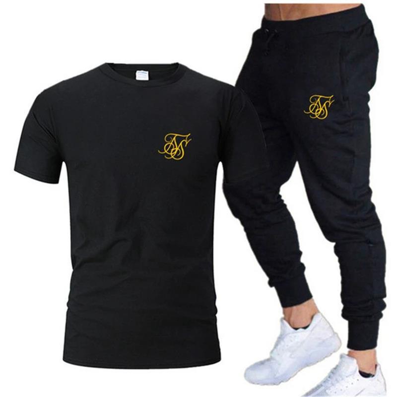 Men's Retro Sports Set – Printed Tee & Jogger Pants Combo