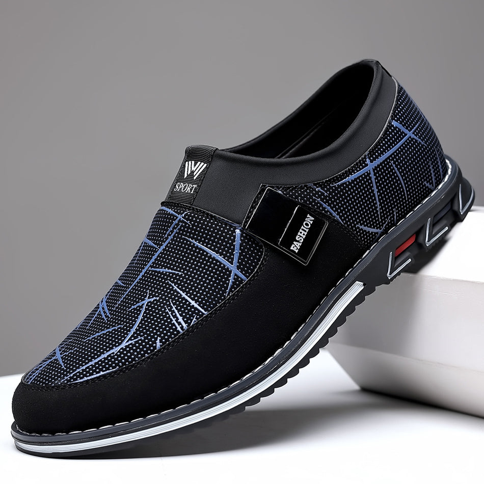 Men’s Color Match Leather Shoes – Trendy, Large Size, Casual