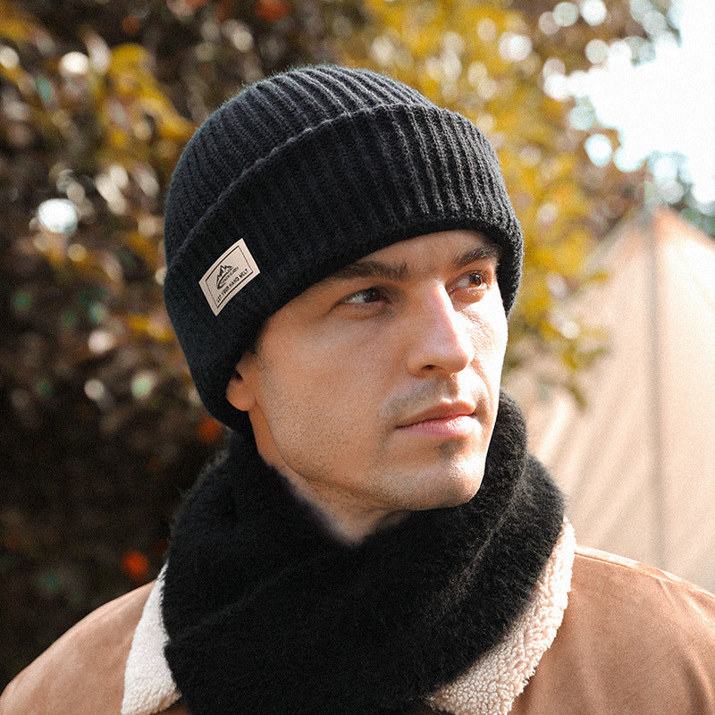 Men’s Winter Knitted Cotton Wool Hat – Warm Outdoor Beanie with Mask