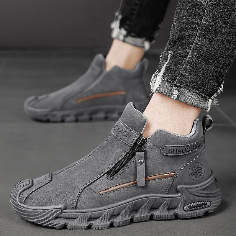 Men’s Side-Zipper Thick-Soled Casual Work Shoes