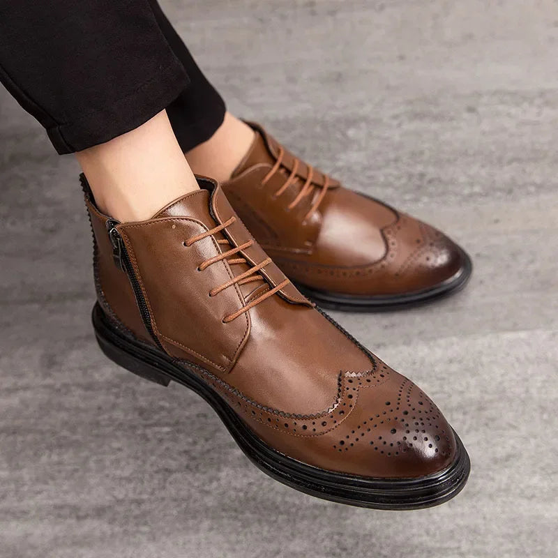 Men’s High-Top Dress Boots – Vintage Brock Leather Style