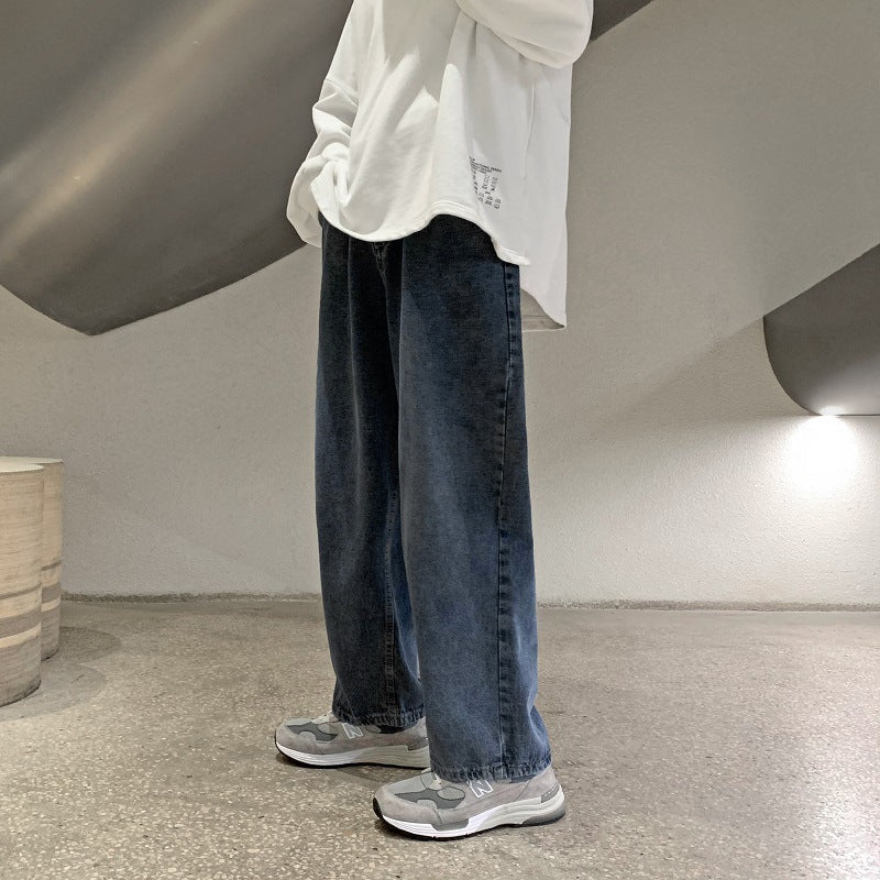 Men’s Retro Wide-Leg Jeans | Korean Loose Fit Streetwear