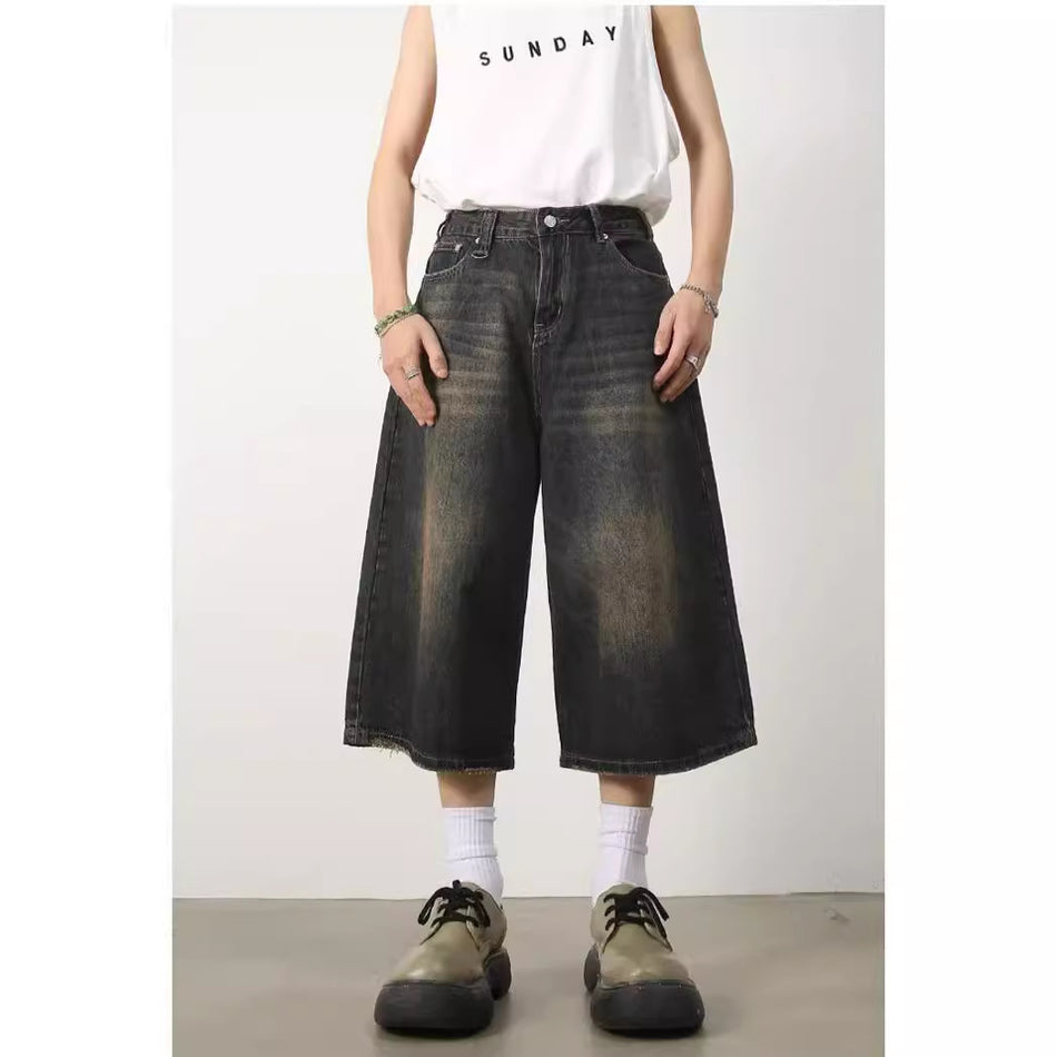 Men’s 7-Point Wide-Leg Jeans – Washed Vintage Fit