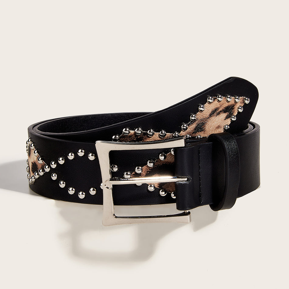 Leopard Print Punk Belt – Willow Nail Pin Buckle