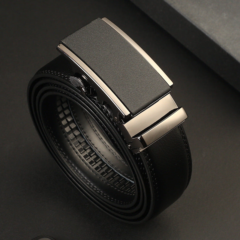 Men's Leather Belt – Two-Layer Cowhide Auto Buckle