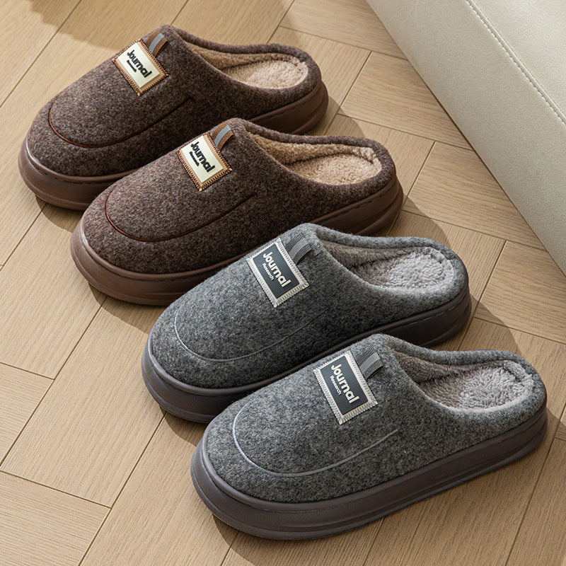 Men’s Extra-Large Cotton Slippers – Warm Widened Home Shoes