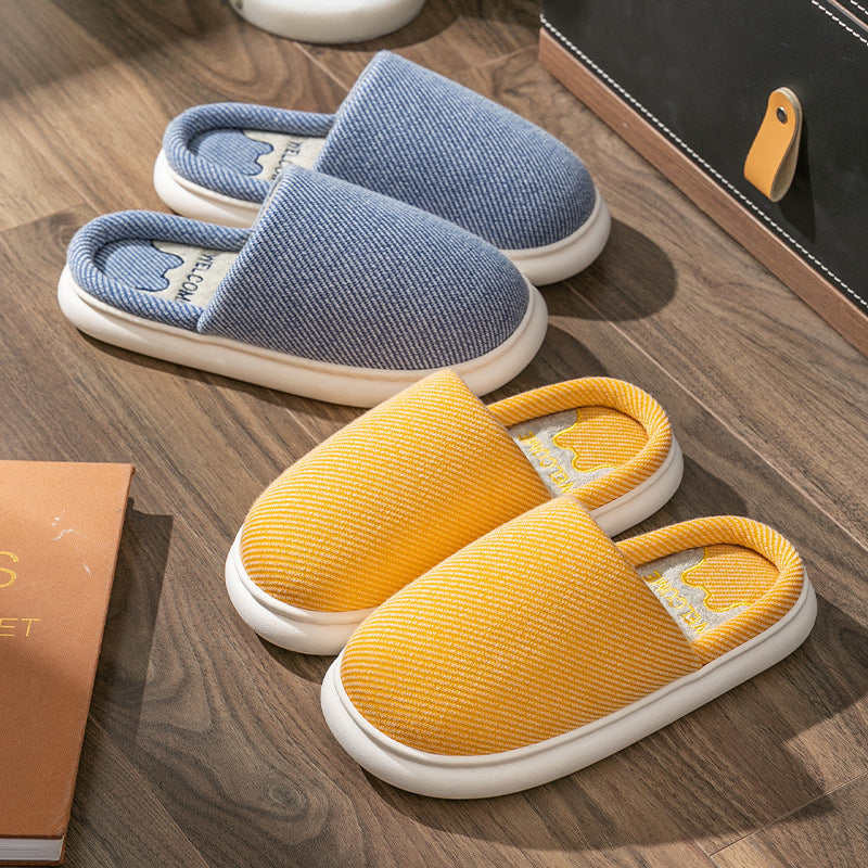 Autumn & Winter Cotton Slippers – Warm Non-Slip Home Slippers for Couples