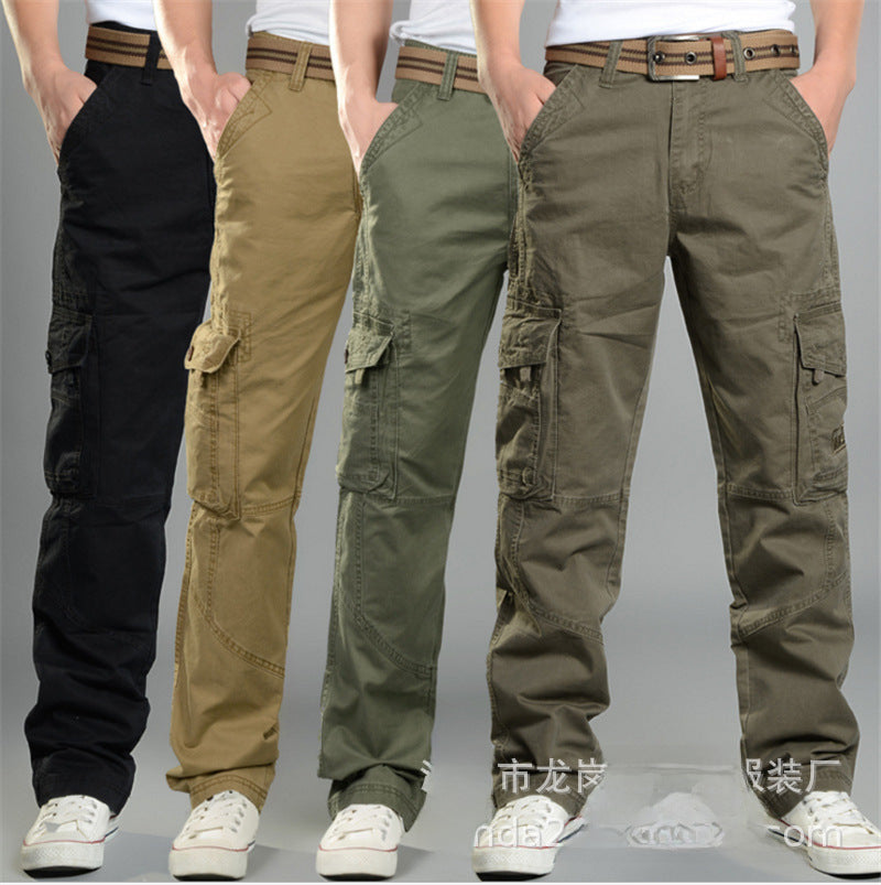 Men’s Outdoor Cotton Work Pants Multi-Pocket Trousers