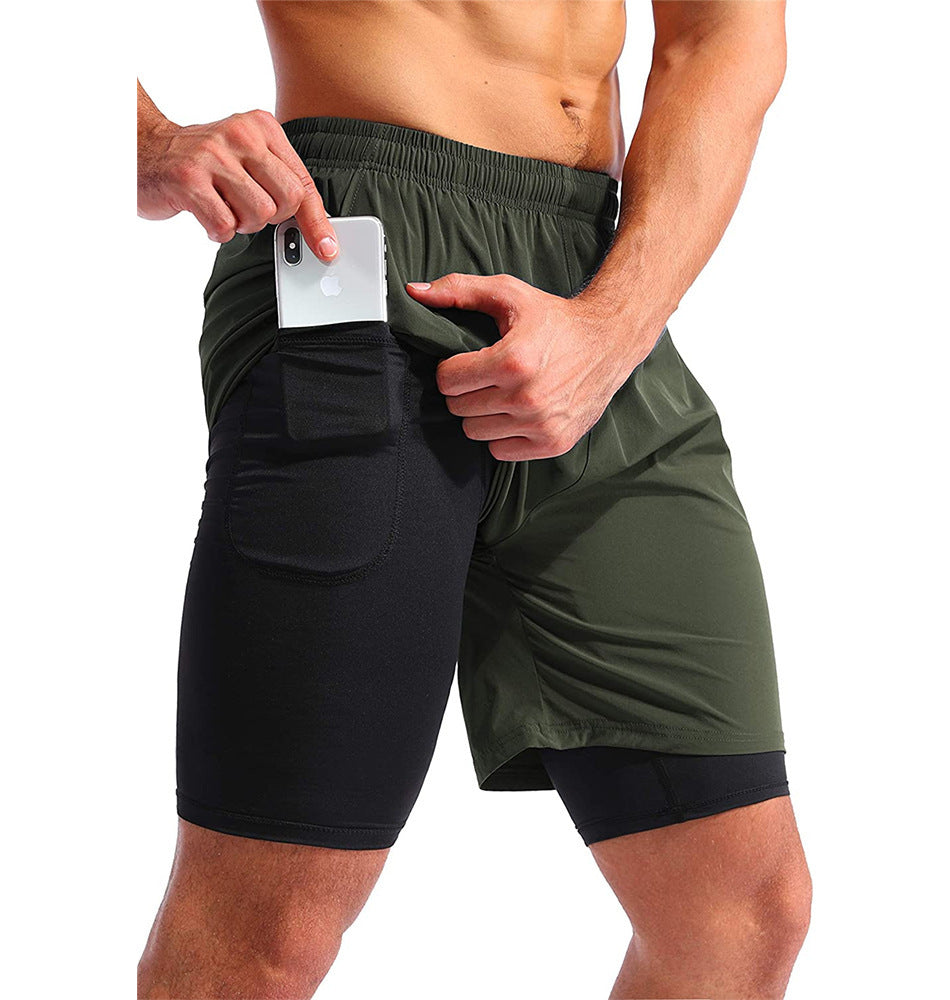 Men’s Double-Layer Sports Shorts – Fitness & Running