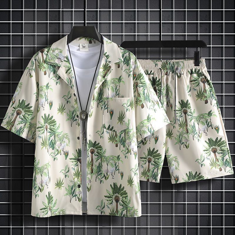 Men's Summer Floral Beach Shirt Set – Plus Size