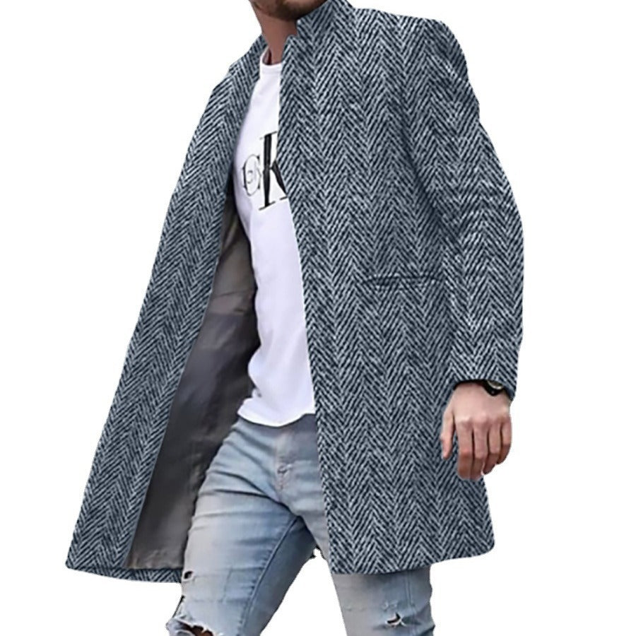Men’s Mid-Length Wool Overcoat | Spring Casual Coat
