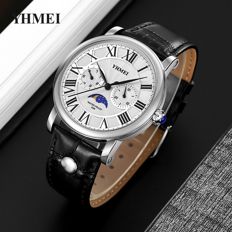 Analog Waterproof Leather Strap Watch for Men