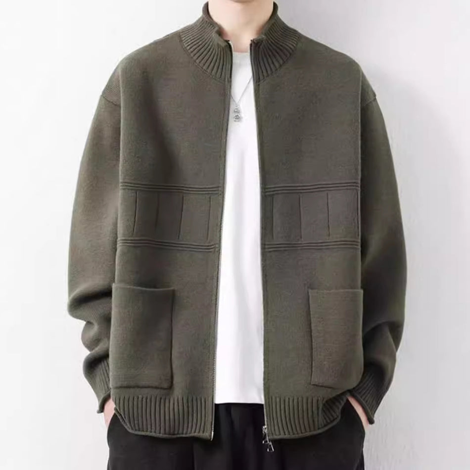 Vertical Collar Knitted Cardigan Men's Loose Casual Jacket