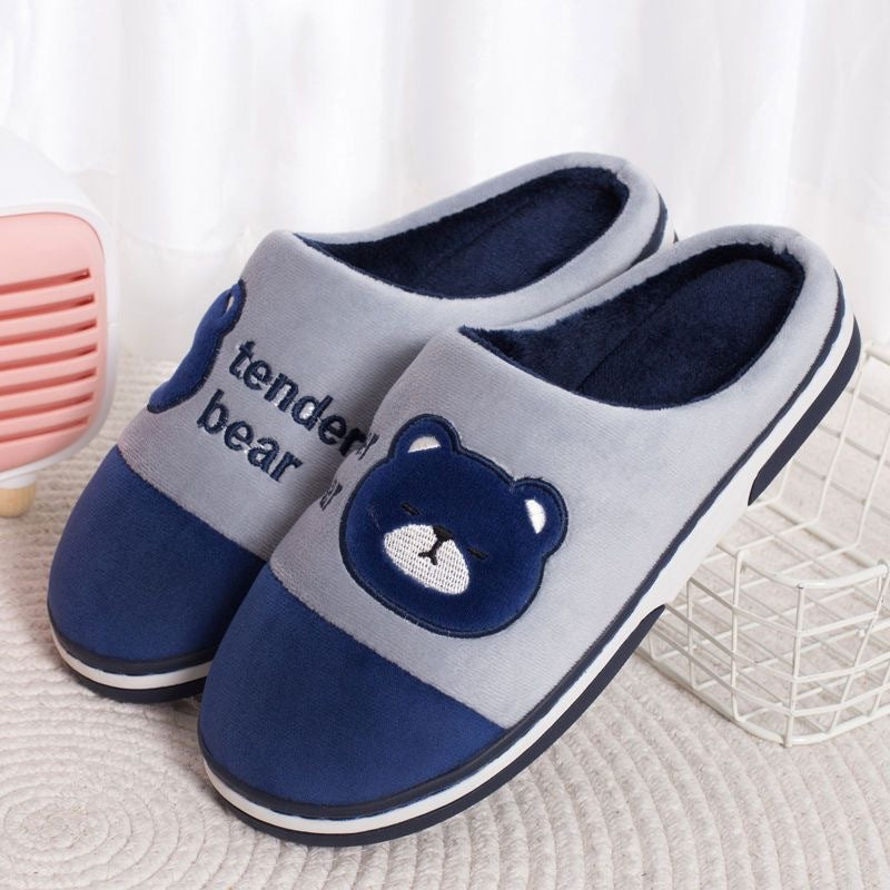 Winter Cotton Slippers – Warm Fleece-Lined Home Couple Shoes