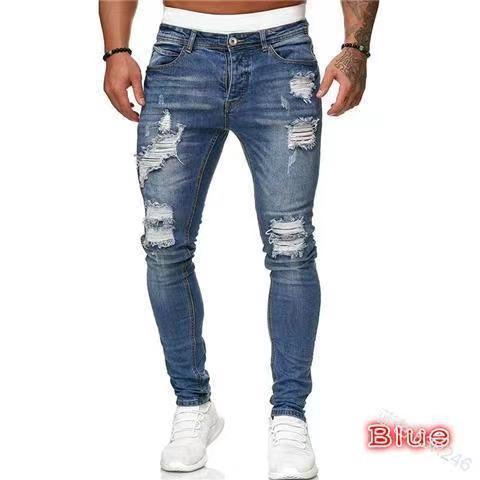 Hole Men's Slim Denim Pants – Trendy European & American Style