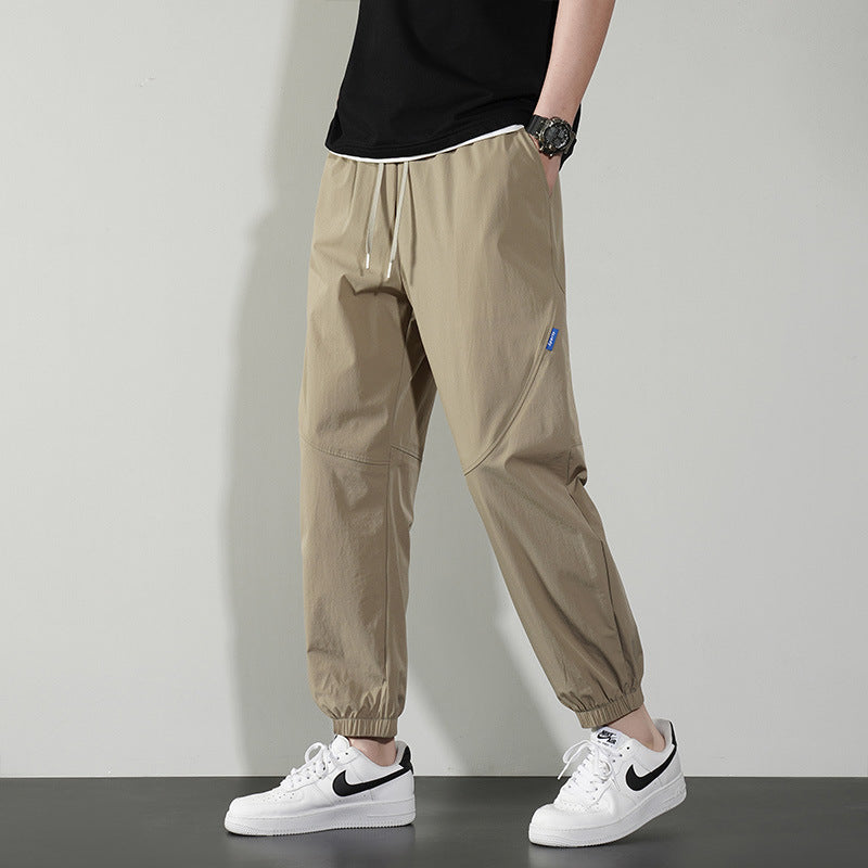 Ice Silk Cropped Pants – Quick-Dry Ankle-Tied Fit