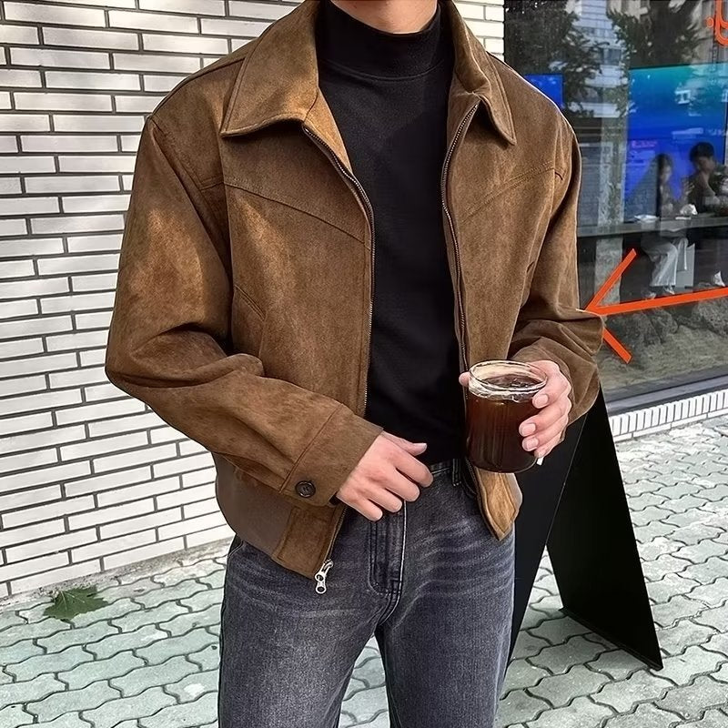 Vintage Short Lapel Men’s Jacket – Fashionable Spring Style