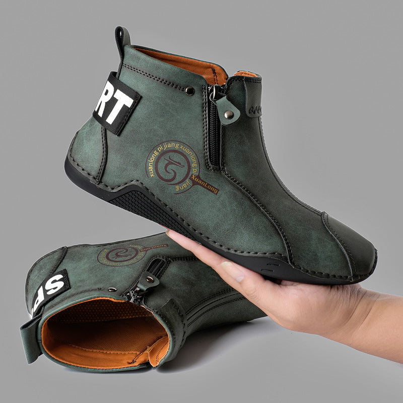 Men’s High-Top Martin Boots – Zipper & Plus Size Fit