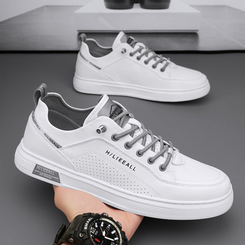 Men’s Spring Slip-On White Leather Shoes 2025