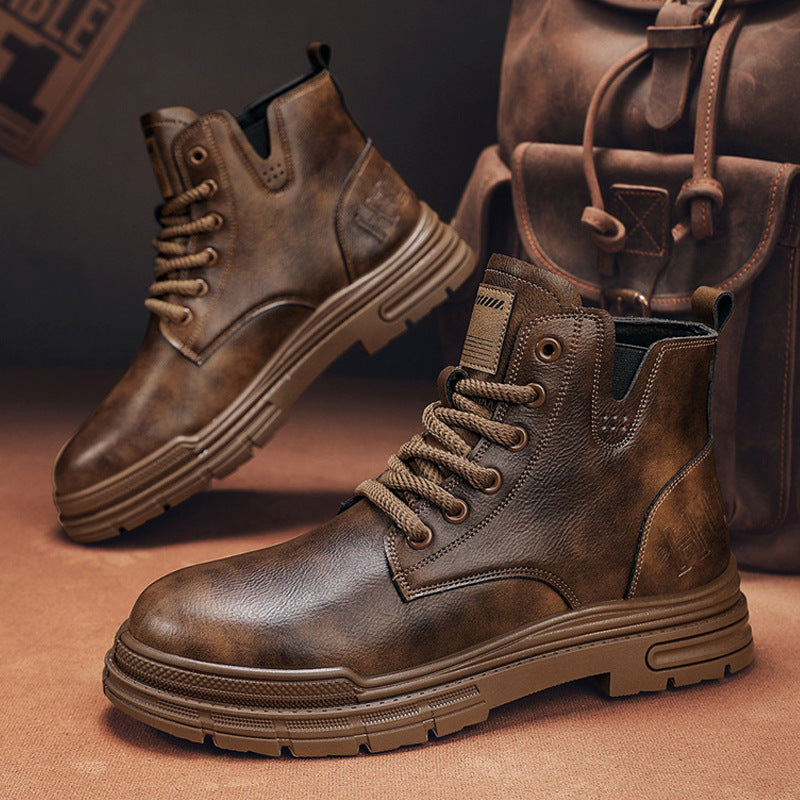 Men's High-Top Leather Martin Boots – British Style