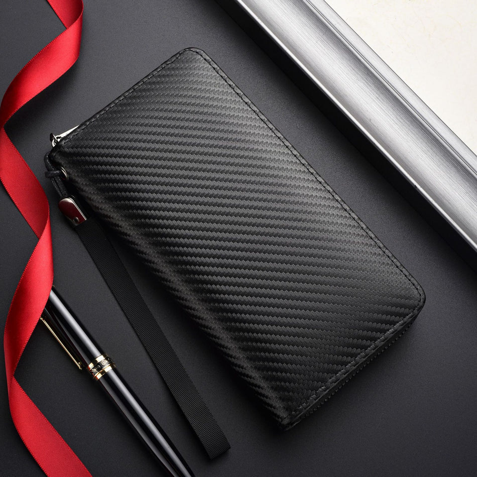 RFID Anti-Theft Carbon Fiber Men’s Clutch Wallet
