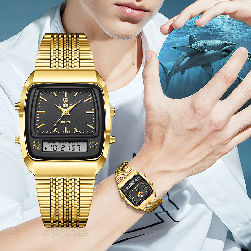 Liebig Dual Display Steel Strap Watch for Men