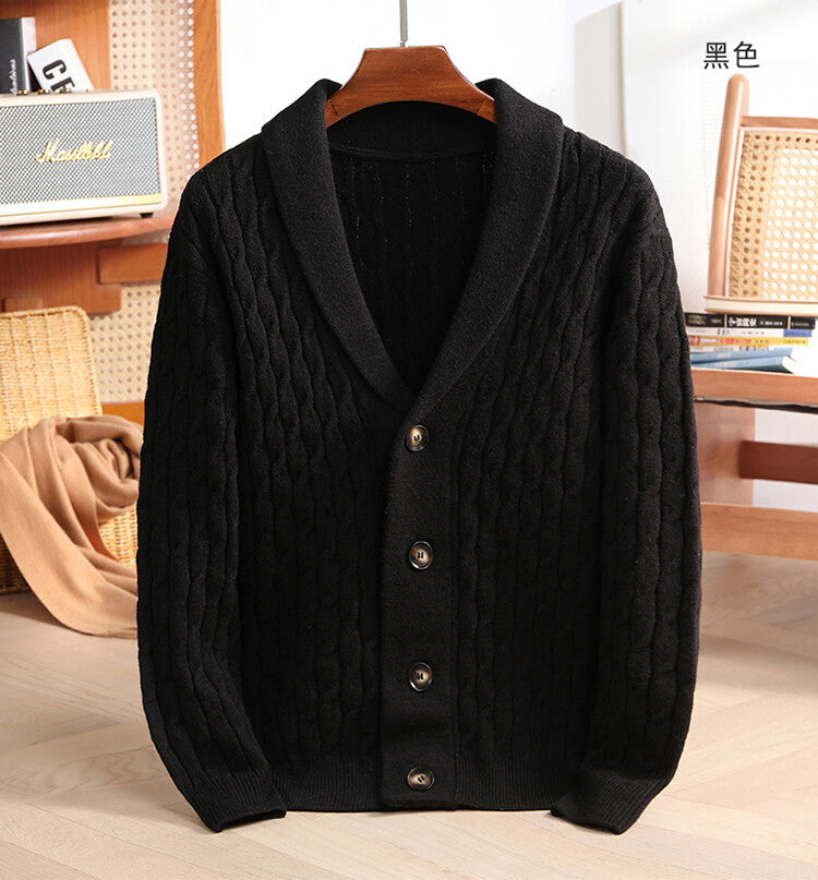 Men’s Wool Knit Cardigan Sweater Thick Autumn Winter Coat
