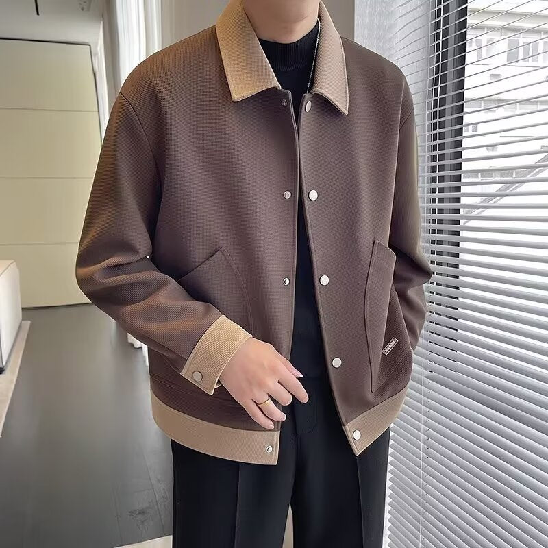 Men's Color-Block Lapel Workwear Jacket
