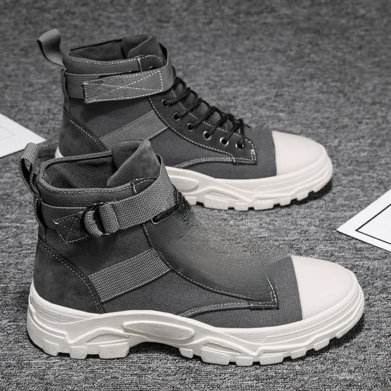 Men’s Canvas Martin Boots – High-Top Korean Casual Style