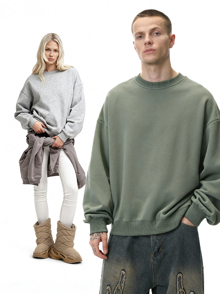 350g Fleece-Lined Rainbow Crewneck Sweatshirt Men Loose