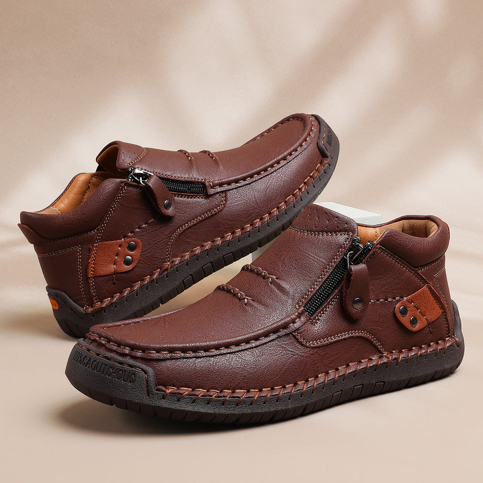 Plus Size Men’s Handmade Leather High-Top Boots