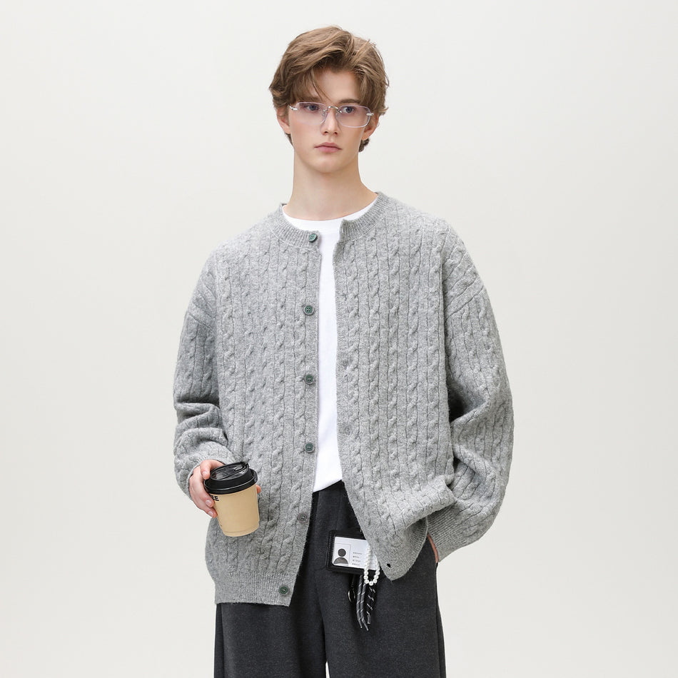 Men's Retro Cable-Knit Cardigan – Autumn Winter Sweater Jacket