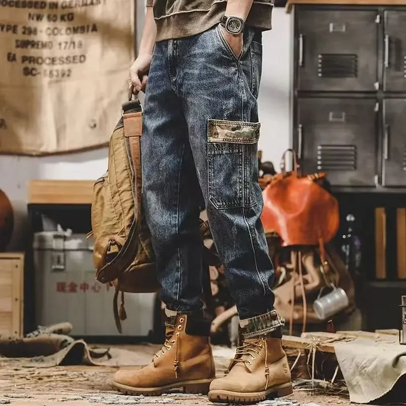 Retro Heavyweight Jeans | Wide-Leg Stonewashed Work Pants
