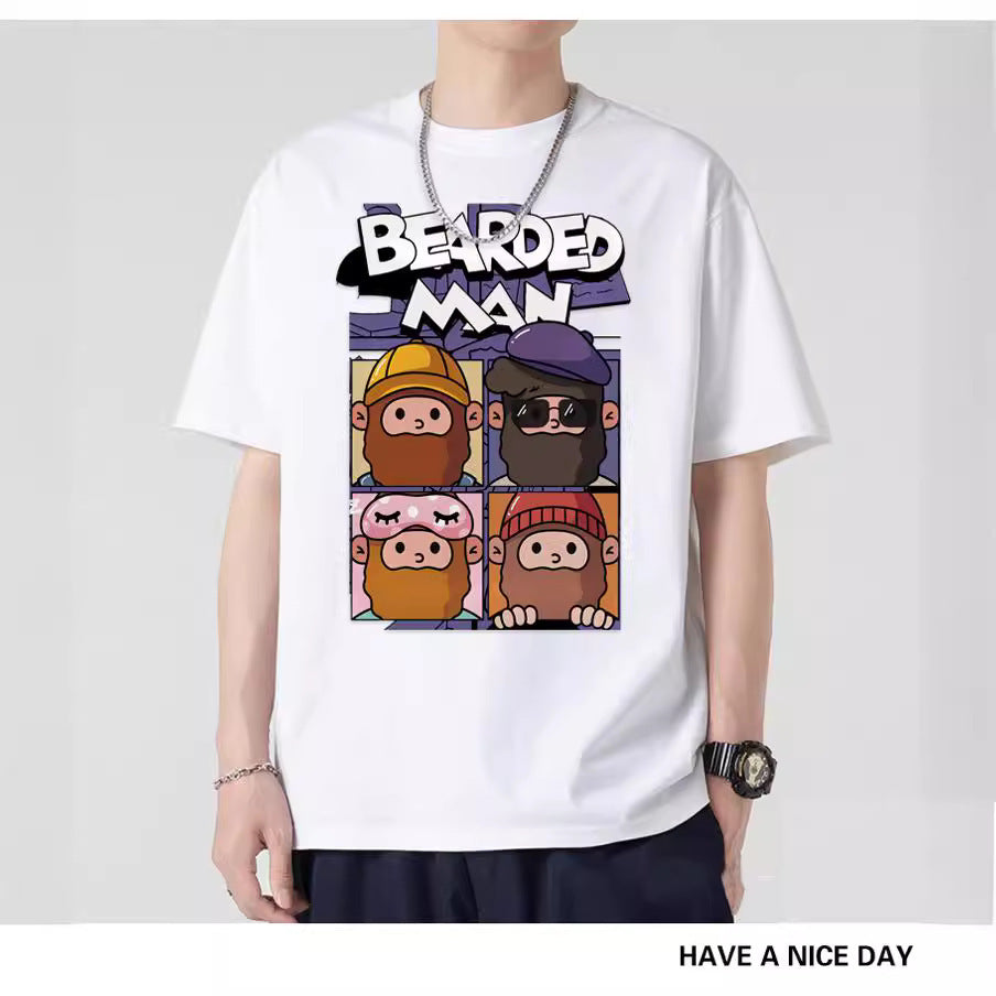 Men's Korean Style Loose-Fit Short Sleeve T-Shirt – Trendy & Comfortable