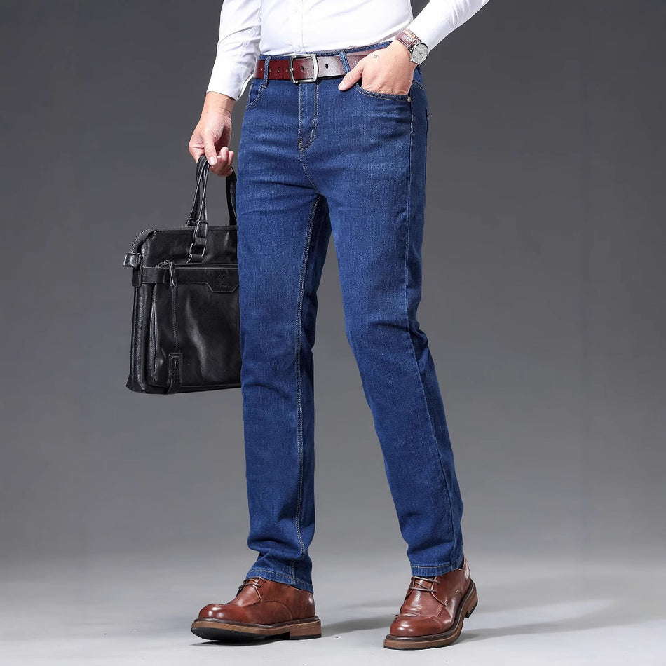 Summer Slim-Fit Men’s Jeans – Business Casual Long Pants