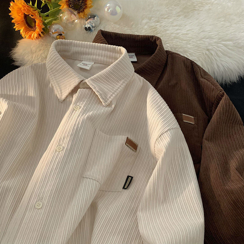 Japanese Corduroy Shirt – Street Casual Long Sleeve Top