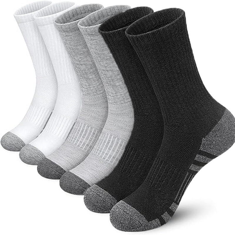 PACK OF 5 - Zhuji Men’s Large Size Mid-Tube Basketball Sports Socks White