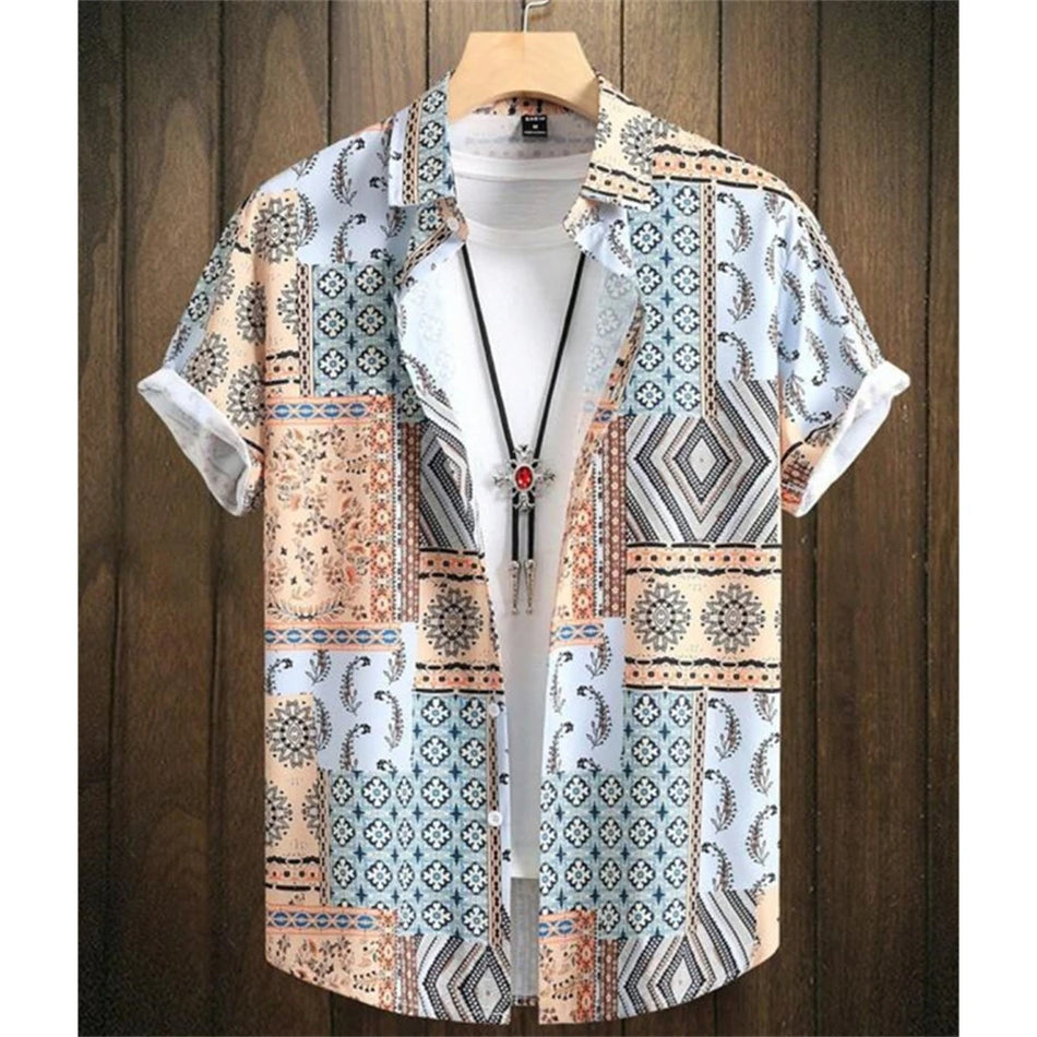 Hawaiian Men’s 3D Cashew Flower Summer Shirt