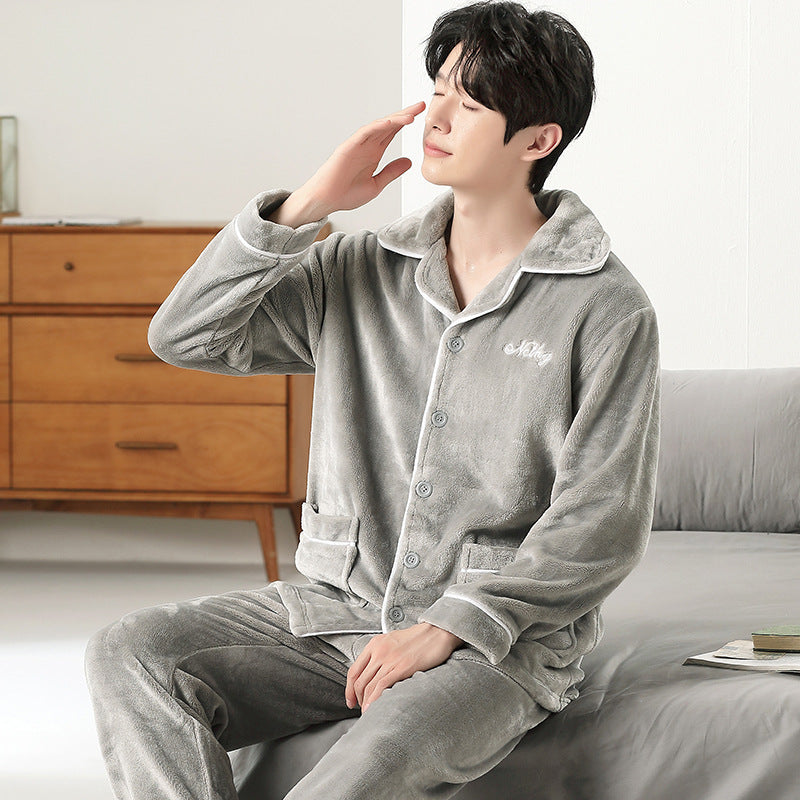 Men's Coral Velvet Pajamas – Zippered & Cozy