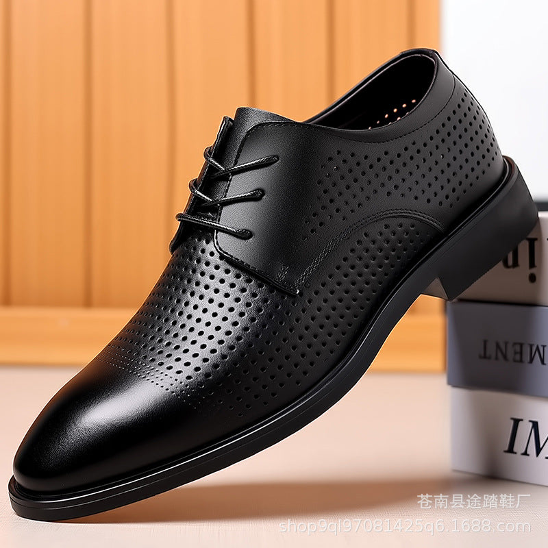 Hollow British-Style Men’s Summer Dress Shoes – Low-Cut