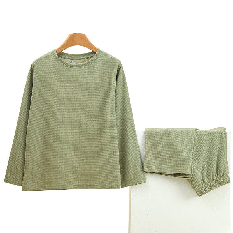 Waffle Couple Pajamas Autumn Long-Sleeve Loose Casual Set