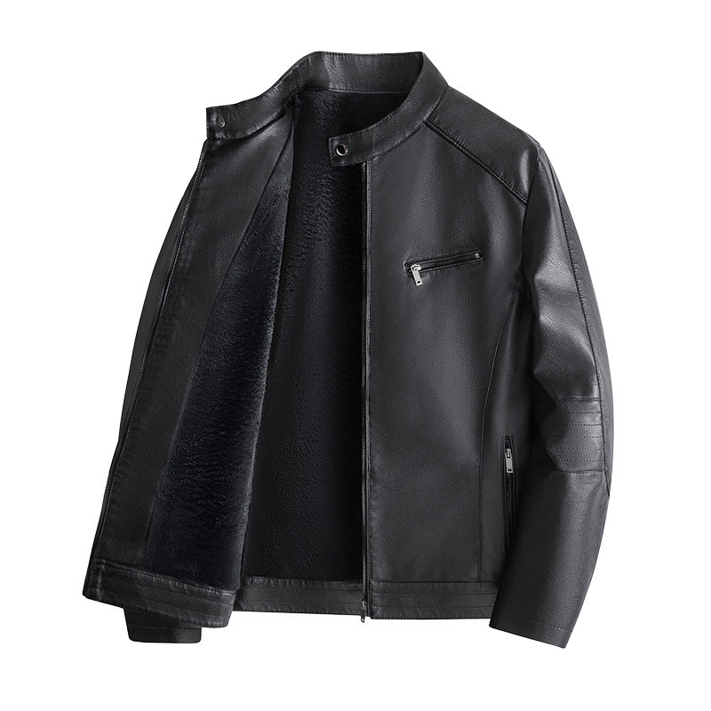 Woodpecker PU Leather Men's Retro Winter Motorcycle Jacket