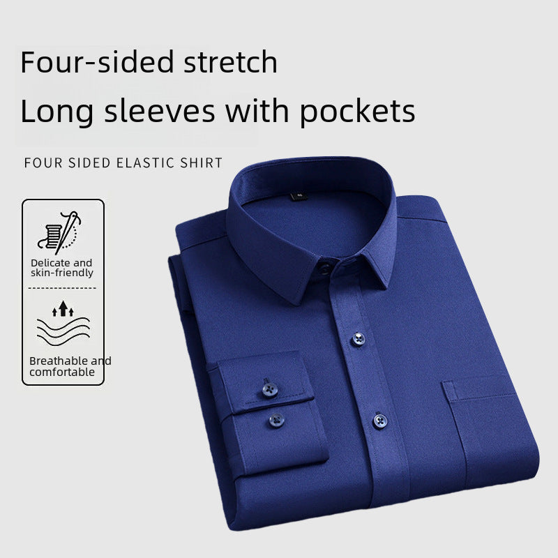 Stretch Solid Shirt for Men – Non-Iron, Pocket Style