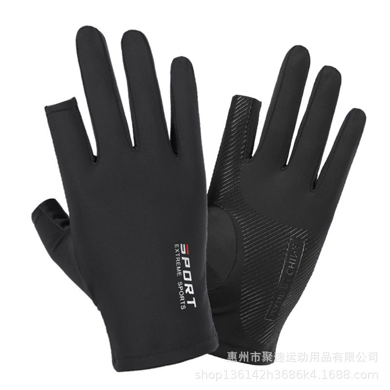 Unisex Ice Silk Gloves – High Elastic Sun Protection for Riding & Fitness